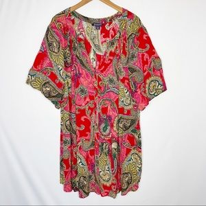 ROAMAN’S Plus size 28W tunic top red paisley